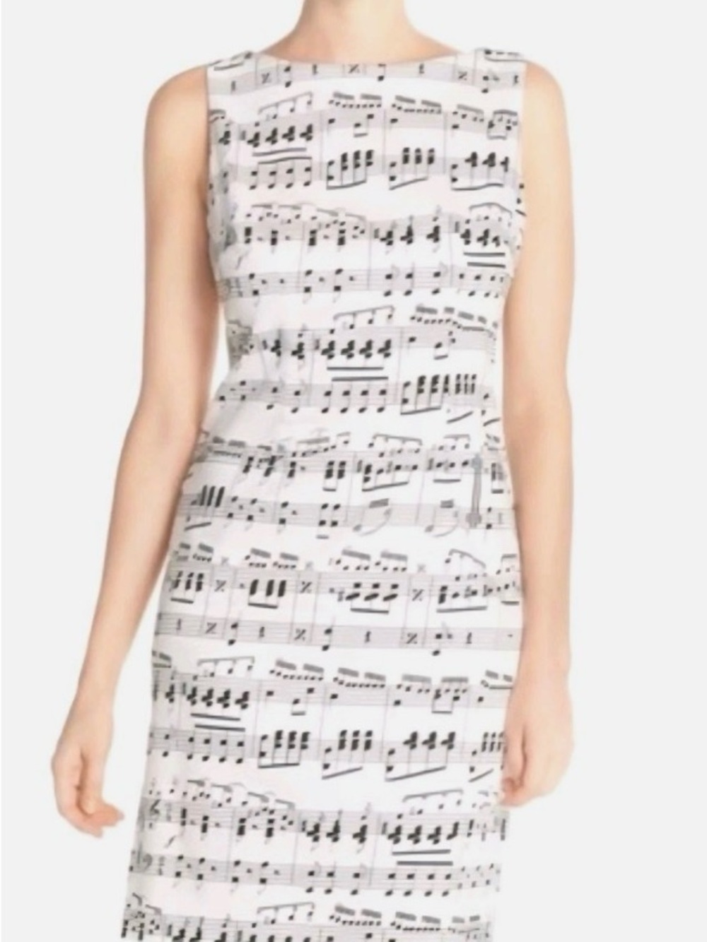 North style White and black Sheet Music Print
 Midi Dress-small